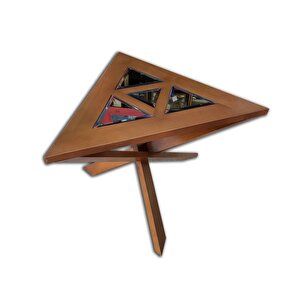 Orta Sehpa-zigon 13668 Yonca Model Geometrik Ceviz Kayın Retro Mdf Tabla El Yapım