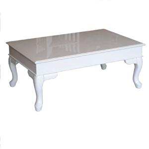 Orta Sehpa 13560 Klasik Model Kayın Aslan Ayak Parlak Beyaz Lake Mdf Tabla Elyapı