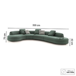 Parlex-e 4 Parça Sehpalı Oval Teddy Koltuk Takımı Salon Oturma Grubu L Köşe Haki Yeşil Koltuk Takımı