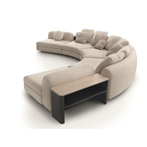 Parlex-f 5 Parça Sehpa Oval Teddy Koltuk Takımı Salon Oturma Grubu L Köşe Fonksiyonel Koltuk Takımı