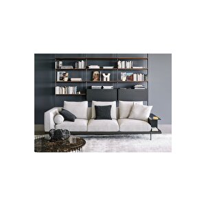 Straniero Modern Tasarım 3 Lü Koltuk Salon İçi Oturma Grubu Bej Salon Metal Ayaklı Koltuk Takımı