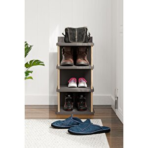Çok Amaçlı 4 Raflı Ayakkabılık, Banyo, Mutfak Düzenleyici Organizer Antrasit Gri