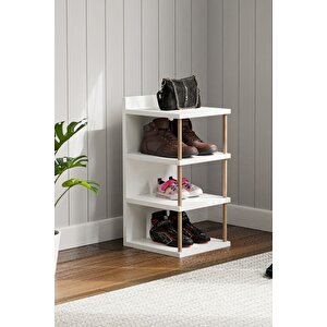 Çok Amaçlı 4 Raflı Ayakkabılık, Banyo, Mutfak Düzenleyici Organizer Beyaz