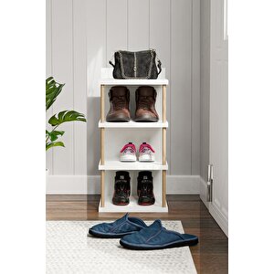 Çok Amaçlı 4 Raflı Ayakkabılık, Banyo, Mutfak Düzenleyici Organizer Beyaz