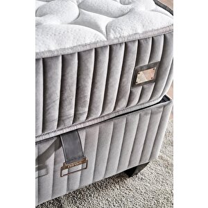 Hades Yatak 180x200 Cm Çift Kişilik 30 Cm Kalınlığında Paket Yaylı Lüks Yatak Orta Sert Gri Kumaş