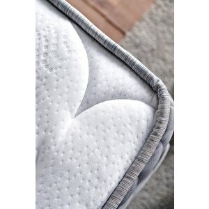 Hades Yatak 200x200 Cm Çift Kişilik 30 Cm Kalınlığında Paket Yaylı Lüks Yatak Orta Sert Gri Kumaş