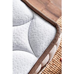 Hades Yatak 100x200 Cm Tek Kişilik 30 Cm Kalınlığında Paket Yaylı Lüks Yatak Orta Sert Krem Kumaş