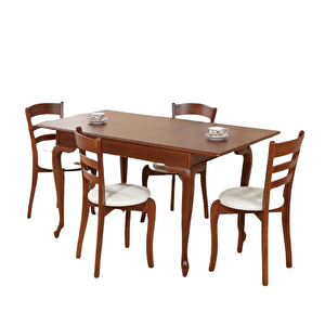 Masa 13732 Aslan Ayak Model Tk Kayın Merdiven Sandalye Parlak Ceviz Açıl Tabla