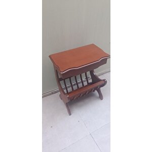 Gazete 13683 Sehpa Model Kayın Mdf Torna Tabla Parlak Ceviz Boya Tutmalı El Yapım