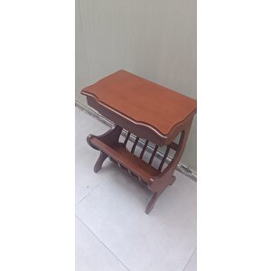 Gazete 13683 Sehpa Model Kayın Mdf Torna Tabla Parlak Ceviz Boya Tutmalı El Yapım