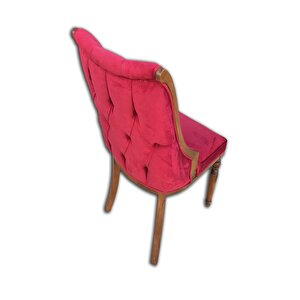Sandalye 13688 Safi̇r Papel Kapitone Kayın Retro Model Ort Babyfac Kırmızı Kumaş
