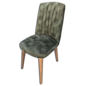 Sandalye 13702 Papel Model Kayın Retro Ayak Yeşil Soho Kumaş Çizgili Sandalye
