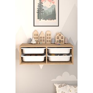 4 Sepetli Dolap Çok Amaçlı Dolap Oyuncak Dolabı Ayça Safir Meşe