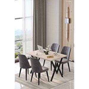 Will Soho 70x120 Sabit Mutfak Masası Yemek Masası Masa Sandalye Takımı 4 Gri Sandalye
