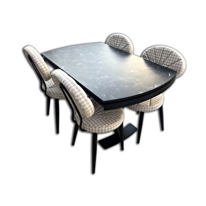 Sandalye 13663 Mi̇dye Model Metal Masa Mermer Desen Tabla Metal X Çapraz El Yapım