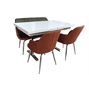 Masa-sandalye 13679 Kelebk Kayın Retro Manuel Yan Açıl Cam Orta Çelik Nikelaj Ayk