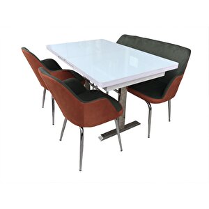 Masa-sandalye 13679 Kelebk Kayın Retro Manuel Yan Açıl Cam Orta Çelik Nikelaj Ayk