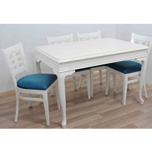 Masa-sandalye 13995 Tk Model 9göz Kayın Retro Parlak Beyaz Sandalye Açil Masa