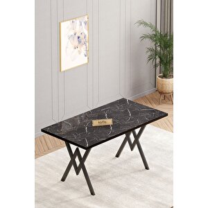 Will Siyah 70x120 Sabit Mutfak Masası Yemek Masası Masa Sandalye Takımı 4 Siyah Sandalye