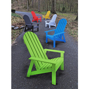 Ekopark Modern Ahşap Oval Adirondack Balkon, Bahçe Koltuğu Beyaz