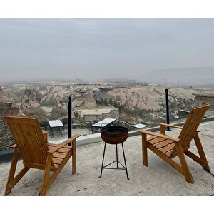Ekopark Modern Ahşap Oval Adirondack Balkon, Bahçe Koltuğu Beyaz
