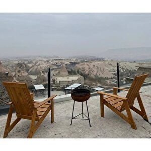 Ekopark Modern Ahşap Oval Adirondack Balkon, Bahçe Koltuğu Turuncu