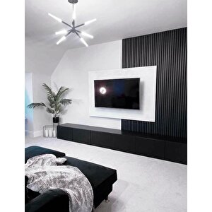 Keçeli̇ Dekorati̇f Akusti̇k Ahşap Panel – Si̇yah Renk 60x240 cm