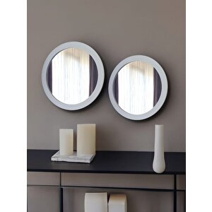 Dfn Wood Beyaz Moderna Yuvarlak Duvar Salon Banyo Aynası 40,50 Cm 50x50 cm