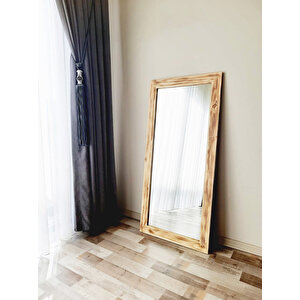 Dfn Wood Doğal Ahşap 100x40 Cm Dikdörtgen Dekoratif Duvar Salon Ofis Boy Aynası 100x40 cm