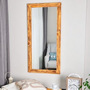 Dfn Wood Doğal Ahşap 100x40 Cm Dikdörtgen Dekoratif Duvar Salon Ofis Boy Aynası 100x40 cm