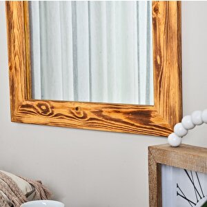Dfn Wood Doğal Ahşap 100x40 Cm Dikdörtgen Dekoratif Duvar Salon Ofis Boy Aynası 100x40 cm