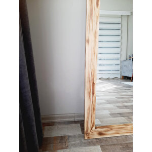 Dfn Wood Doğal Ahşap 100x40 Cm Dikdörtgen Dekoratif Duvar Salon Ofis Boy Aynası 100x40 cm