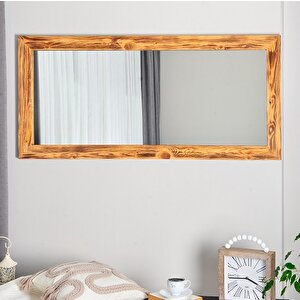 Dfn Wood Doğal Ahşap 100x40 Cm Dikdörtgen Dekoratif Duvar Salon Ofis Boy Aynası 100x40 cm