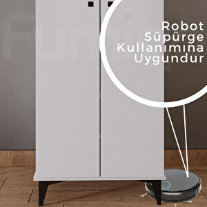 Cd-1 Çok Amaçlı Dolap, Kiler Dolabı, Banyo Dolabı, Erzak Dolabı, Mutfak Dolabı, 2 Kapaklı 4 Bölmeli Beyaz Dolap