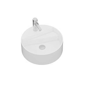 Livello Tezgah Üstü Yuvarlak Batarya Delikli Lavabo 42 Cm