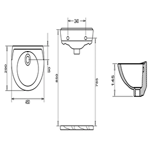 28x45 Cm Oval Lavabo