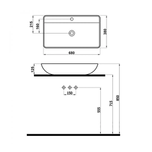 Domino Tezgah Üstü Lavabo  Batarya Deilkli 5019bt