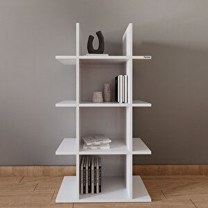 Furniqo Kt-1 Dekoratif Kitaplık, Raf Düzenleyici, Kitap Rafı, Beyaz 70x25x130 Cm Kitaplık