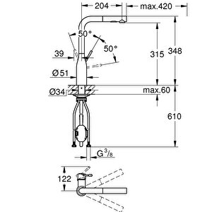 Grohe Essence Tek Kumandalı Eviye Bataryası - 30504gl0