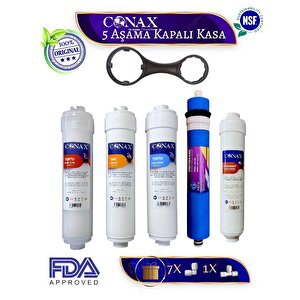Tüm Kapalı Kasa Filtresi, 5 Aşama Inline, Nsf Onaylı, (hediye Dirsekli