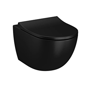 S60 Smoot Flush Mat Siyah Asma Klozet 7510b083-0090, Vitra Integra Slim Mat Siyah Kapak 131-483-009