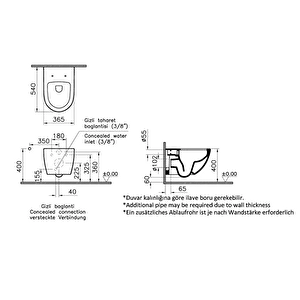 S60 Smoot Flush Mat Siyah Asma Klozet 7510b083-0090, Vitra Integra Slim Mat Siyah Kapak 131-483-009