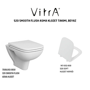 S20 Smooth Flush Asma Klozet 7508l003-0850, Vitra S20 Soft Klozet Kapağı 147-003-909