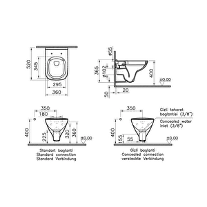 S20 Smooth Flush Asma Klozet 7508l003-0850, Vitra S20 Soft Klozet Kapağı 147-003-909