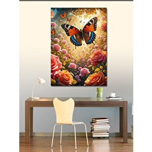 Kanvas Tablo Kelebek Ve Çiçekler 70x100 cm