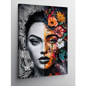 Kanvas Tablo Kadın Ve Çiçekler 70x100 cm