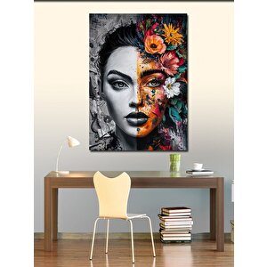 Kanvas Tablo Kadın Ve Çiçekler 70x100 cm