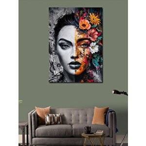 Kanvas Tablo Kadın Ve Çiçekler 70x100 cm
