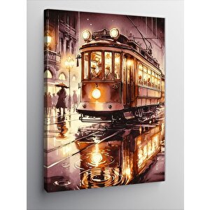 Kanvas Tablo Kırmızı Tramvay 100x140 cm