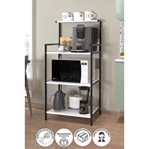 Mutfak Standı Espresso Makinesi Standı Kahve Köşesi Mutfak Rafı Beyaz